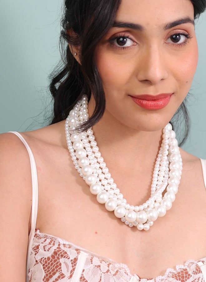 Binnis Wardrobe Pearls Beaded Layered Statement Necklace - Image 2