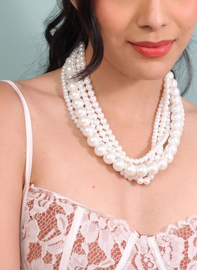 Binnis Wardrobe Pearls Beaded Layered Statement Necklace - Image 3