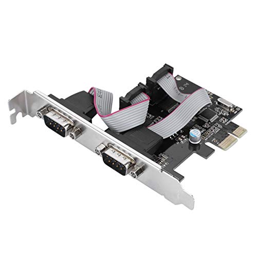 Wendry PCI-E to RS232 2-Port Serial Port Converter Adapter, Serial RS-232 PCIe Card Low Bracket with 16C550 UART, RS232 PCIe X1 Card for Desktop - Image 1