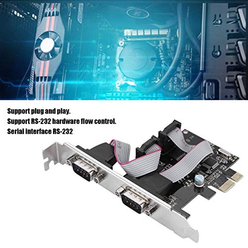 Wendry PCI-E to RS232 2-Port Serial Port Converter Adapter, Serial RS-232 PCIe Card Low Bracket with 16C550 UART, RS232 PCIe X1 Card for Desktop - Image 3