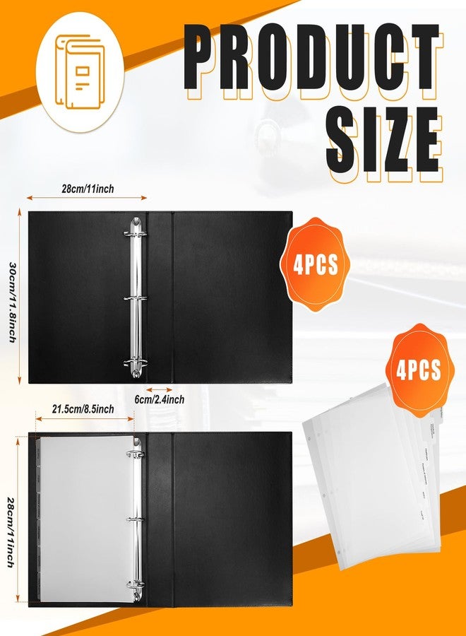 Skyygemm 4 Pcs Estate Planning Portfolio Binder PU Leather 3 Ring Binders with Gold Title and Index Tab Dividers, 11'' x 11.8'' x 2.4'' Estate Planning Organizer(Black) - Image 2