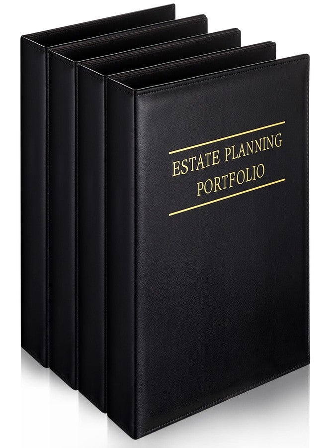 Skyygemm 4 Pcs Estate Planning Portfolio Binder PU Leather 3 Ring Binders with Gold Title and Index Tab Dividers, 11'' x 11.8'' x 2.4'' Estate Planning Organizer(Black) - Image 1