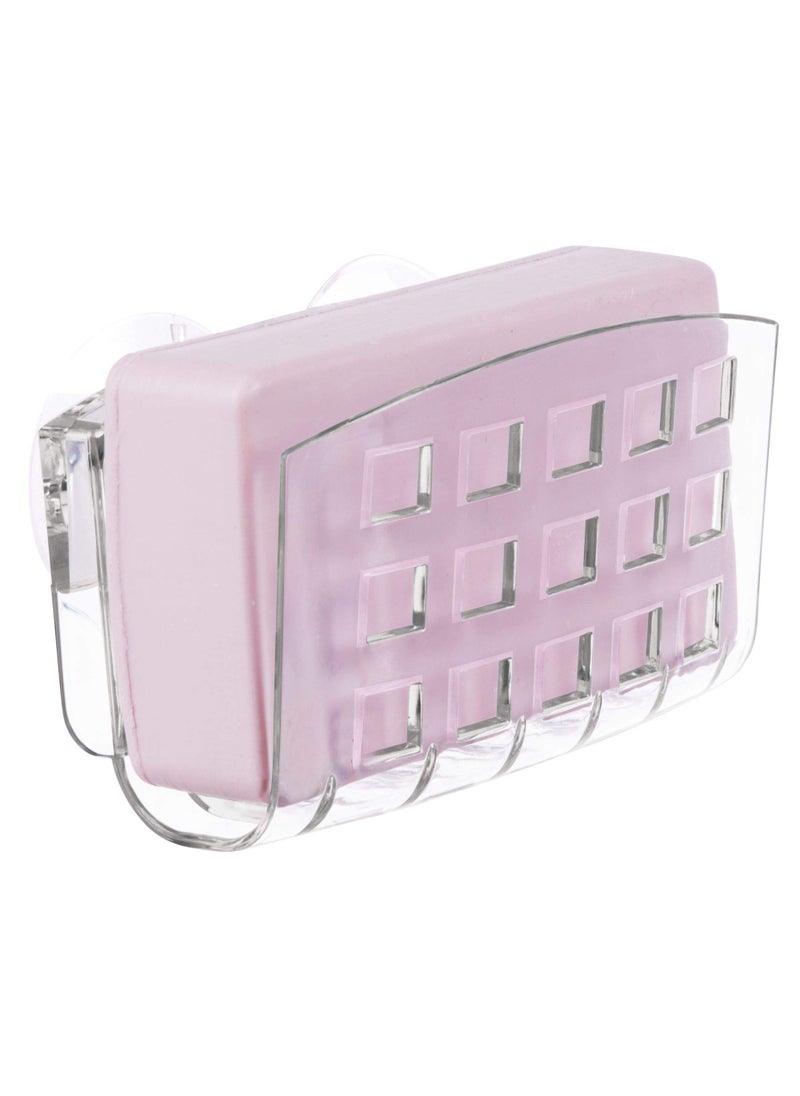 InterDesign iDesign BPA-Free Plastic Sponge Holder for Kitchen Sink with Suction Cups, Ideal for Kitchen Sinks and Bathroom Organization, 2.3" x 5.2" x 3.7", Clear  - Image 1
