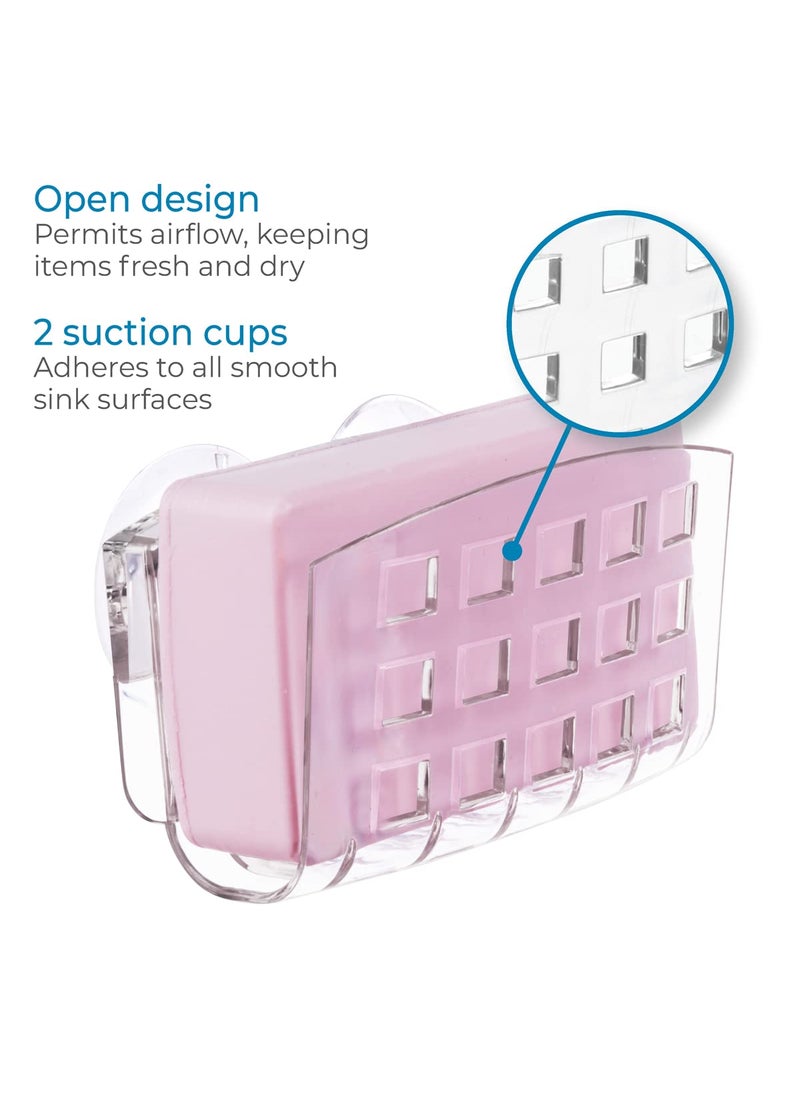 InterDesign iDesign BPA-Free Plastic Sponge Holder for Kitchen Sink with Suction Cups, Ideal for Kitchen Sinks and Bathroom Organization, 2.3" x 5.2" x 3.7", Clear  - Image 4