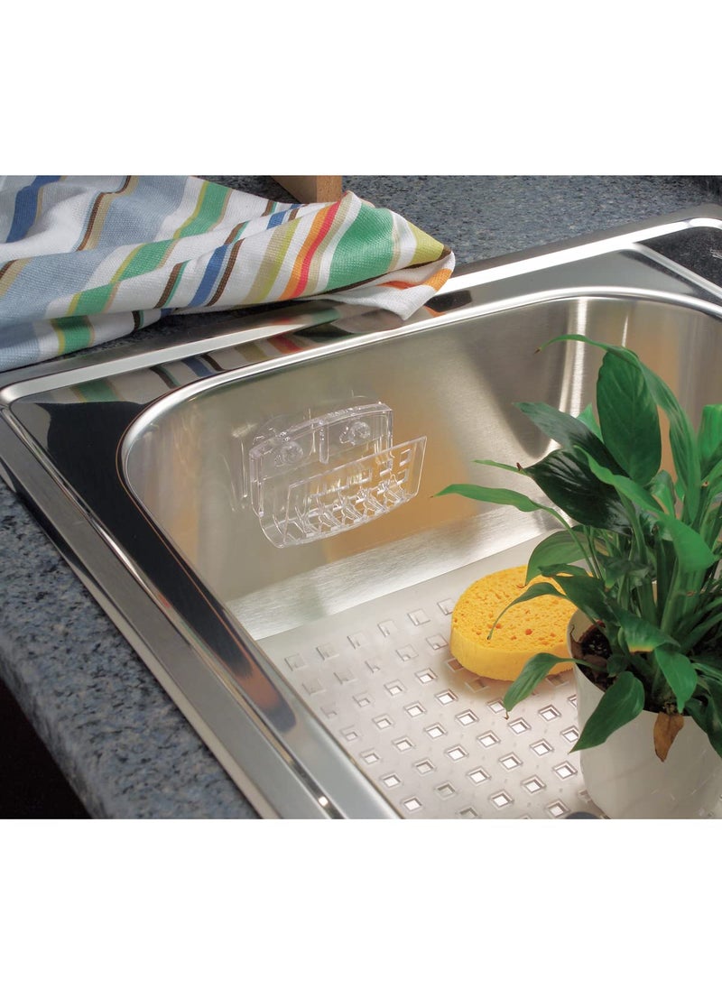 InterDesign iDesign BPA-Free Plastic Sponge Holder for Kitchen Sink with Suction Cups, Ideal for Kitchen Sinks and Bathroom Organization, 2.3" x 5.2" x 3.7", Clear  - Image 3
