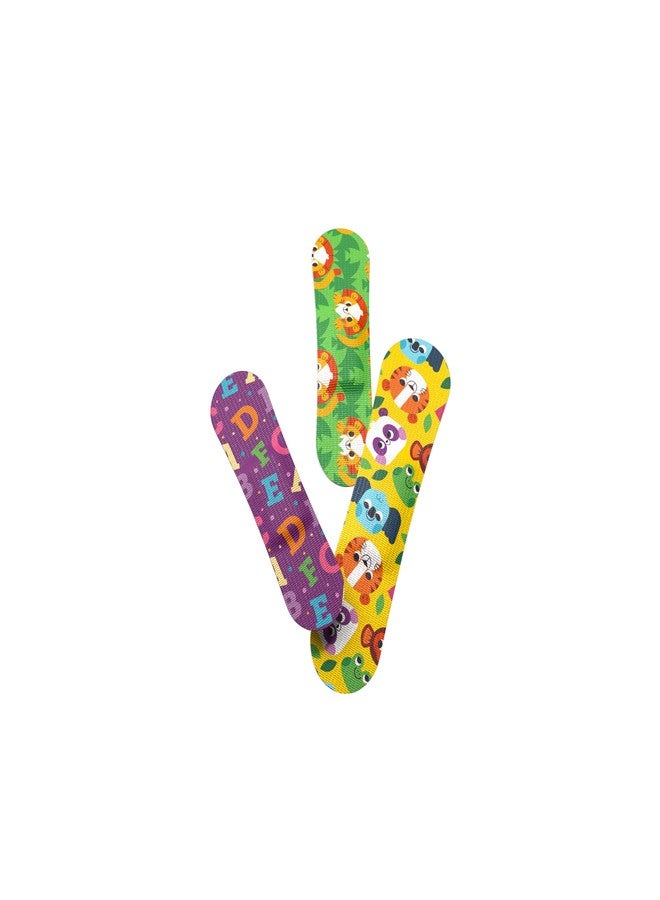 Welly Bandages | Adhesive Flexible Fabric Bravery Badges | Assorted Shapes for Minor Cuts, Scrapes, and Wounds | Colorful and Fun First Aid Tin | Zoo Animals Patterns - 48 Count - Image 5