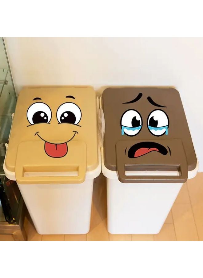 4 Sheets Cartoon Face Stickers Self Adhesive Removable For Trash Can Wall Decor - Image 5