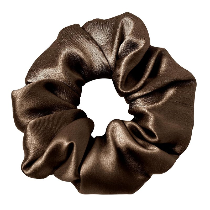 LILYSILK Silk Hair Scrunchies for Frizz&Breakage Prevention, 100% Mulberry Silk Hair Ties No Damage, Elastic Silk ponytail Holders, 1Pc, Chocolate
