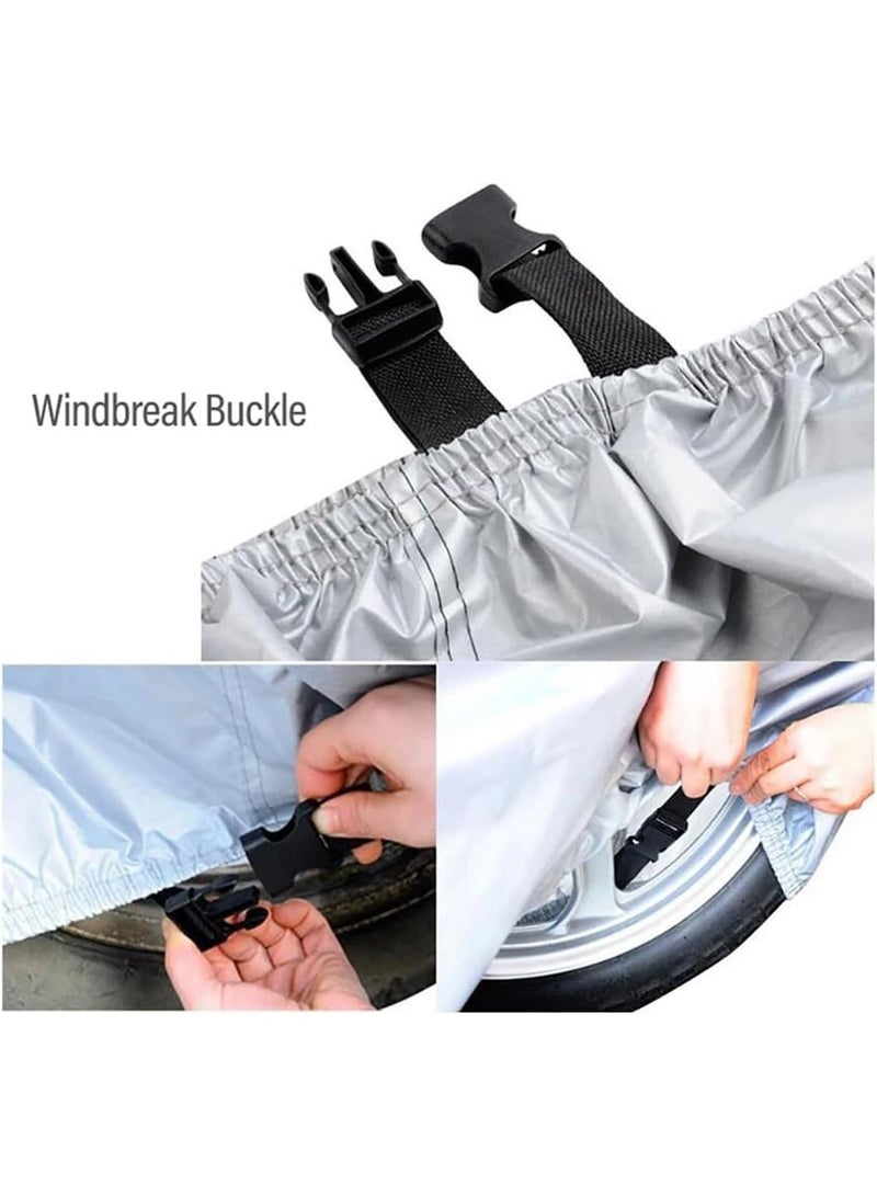 Generic Motorcycle Cover Waterproof, Oxford Bicycle Cover Outdoor, Weather Protection Cover, Rain Sun UV Dust Proof Accessory for Mountain Road Silver  - Image 5