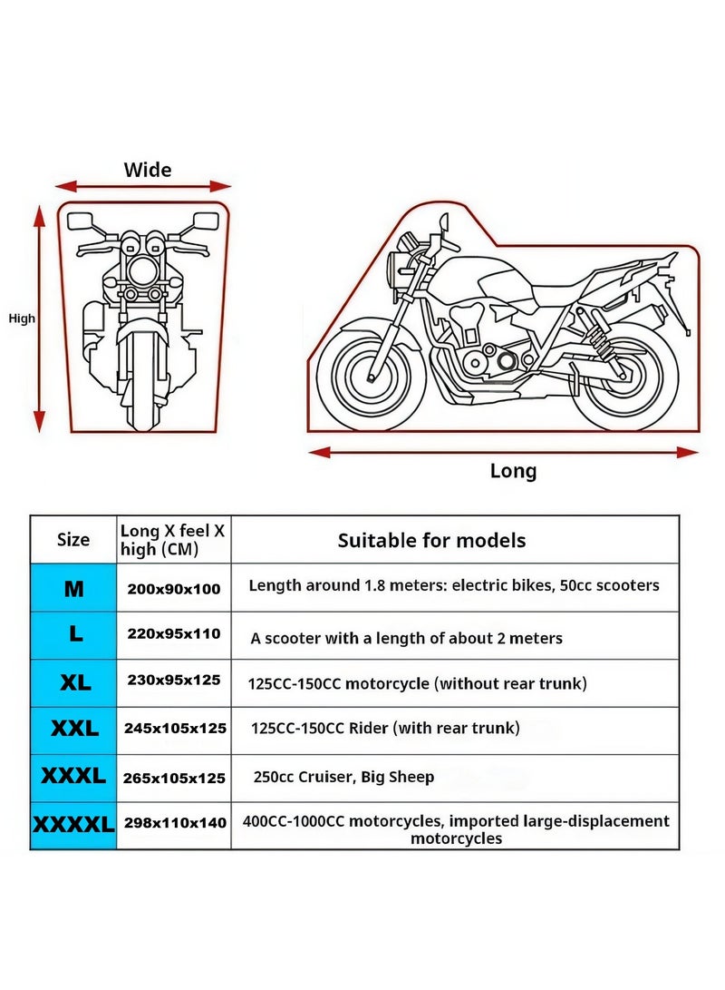 Generic Motorcycle Cover Waterproof, Oxford Bicycle Cover Outdoor, Weather Protection Cover, Rain Sun UV Dust Proof Accessory for Mountain Road Silver  - Image 4