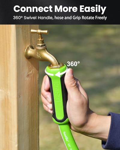 RAINPOINT Garden Hose 100ft - lightweight Heavy Duty Water Hose with Swivel Handle - Flexible, Hybrid Rubber, 5/8", Male to Female - Image 2
