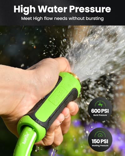 RAINPOINT Garden Hose 100ft - lightweight Heavy Duty Water Hose with Swivel Handle - Flexible, Hybrid Rubber, 5/8", Male to Female - Image 4