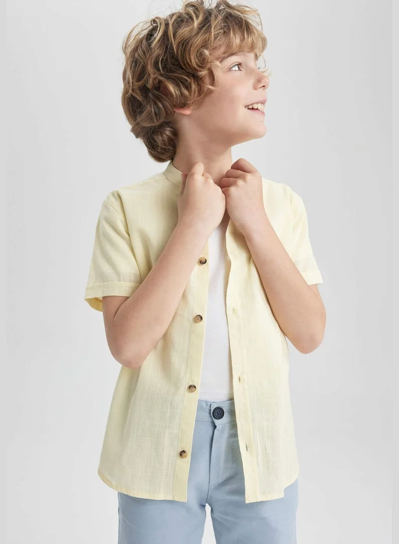 DeFacto Boy Stand Up Collar Woven Short Sleeve Shirt
