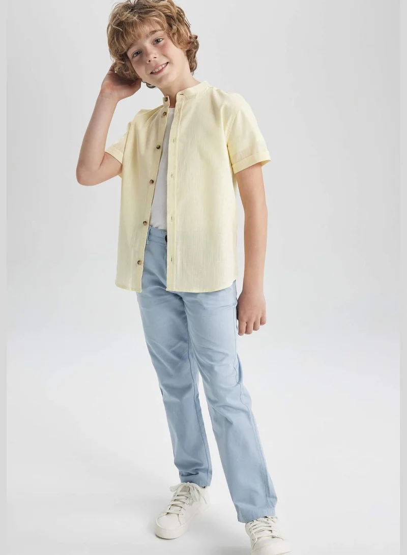 DeFacto Boy Stand Up Collar Woven Short Sleeve Shirt