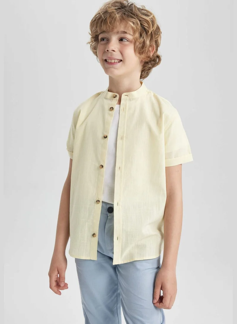 DeFacto Boy Stand Up Collar Woven Short Sleeve Shirt