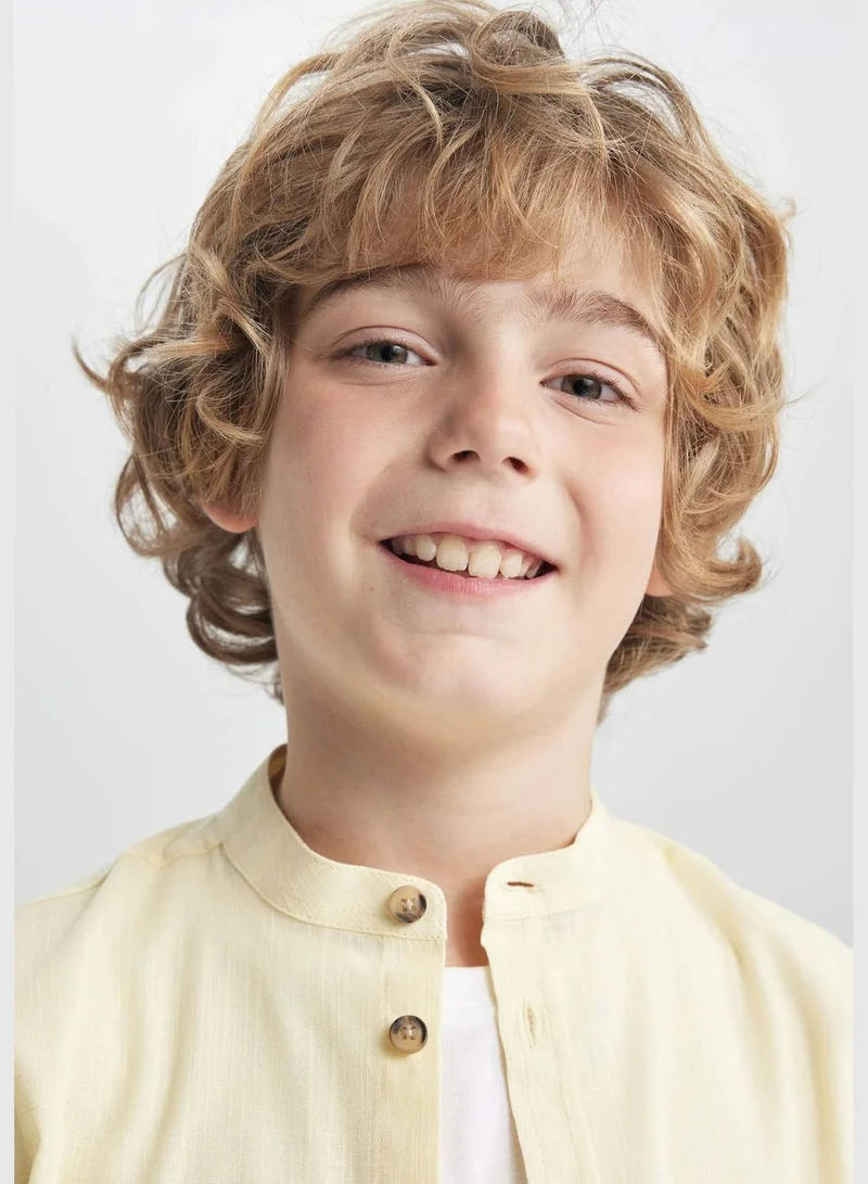 DeFacto Boy Stand Up Collar Woven Short Sleeve Shirt