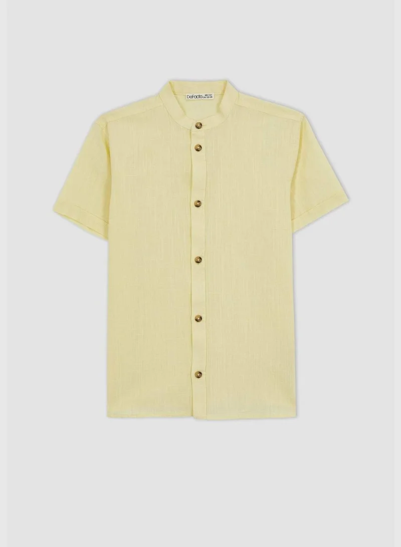 DeFacto Boy Stand Up Collar Woven Short Sleeve Shirt