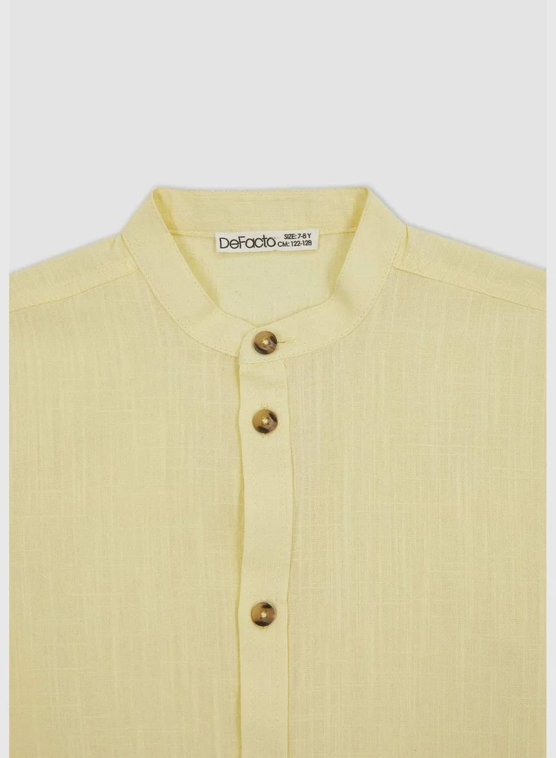 DeFacto Boy Stand Up Collar Woven Short Sleeve Shirt