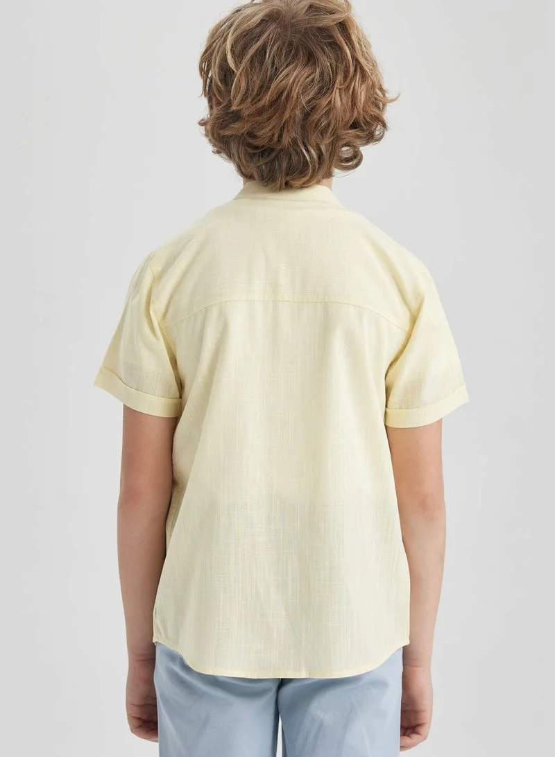DeFacto Boy Stand Up Collar Woven Short Sleeve Shirt