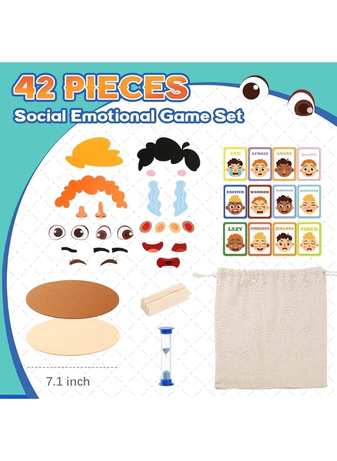 PP OPOUNT PP OPOUNT Social Emotional Learning Toy, Funny Faces Games with 28 Facial Expressions and 12 Emotional Flashcards, Preschool Learning Activities Toy to Express Emotions for Kids Age 3+  - Image 2