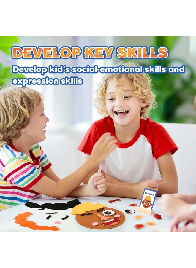 PP OPOUNT PP OPOUNT Social Emotional Learning Toy, Funny Faces Games with 28 Facial Expressions and 12 Emotional Flashcards, Preschool Learning Activities Toy to Express Emotions for Kids Age 3+  - Image 5