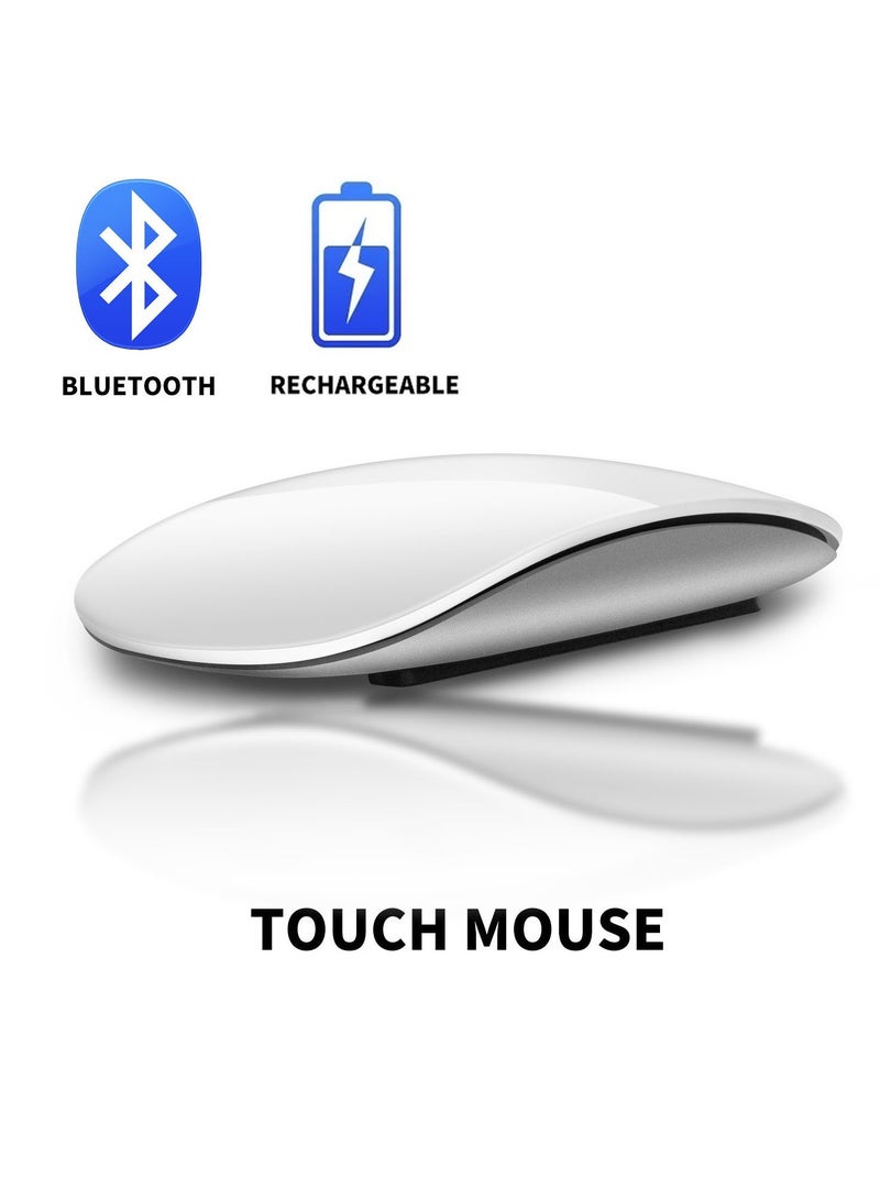Wireless Mouse Rechargeable Bluetooth White, Multi-Touch Surface, Slim Portable Design, Ergonomic, Quiet Travel Computer Mouse for PC Laptop, Rechargeable (White) - Image 1