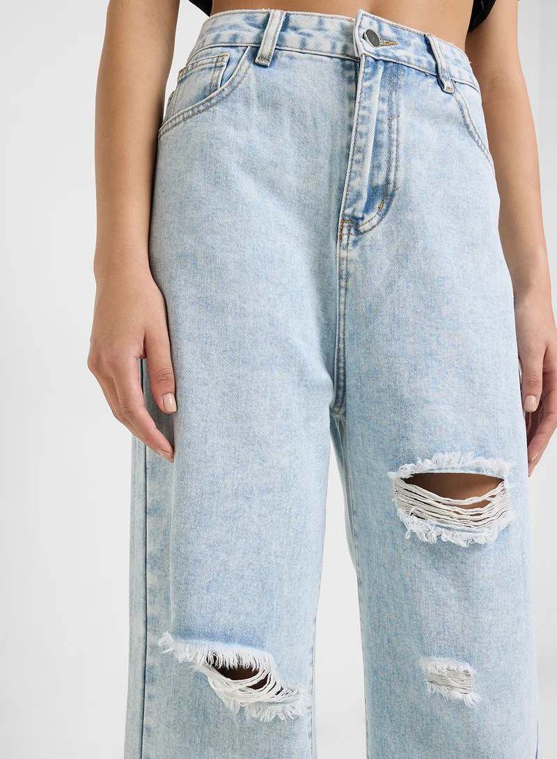 Ginger High Rise Relaxed Fit Ripped Jeans