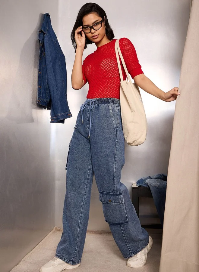 ساسافراس Light Fade Cargo Jeans for Women
