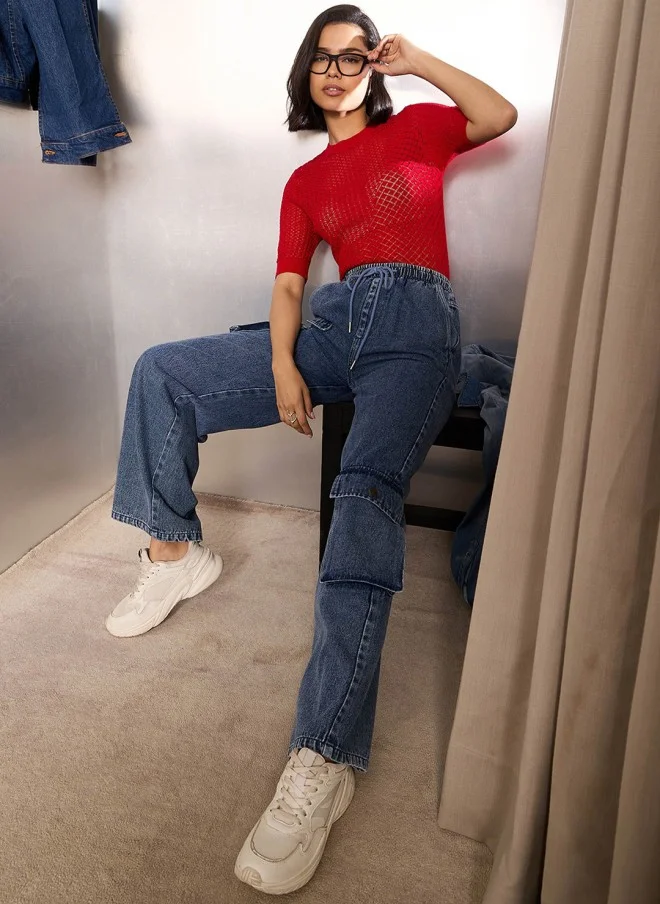 ساسافراس Light Fade Cargo Jeans for Women