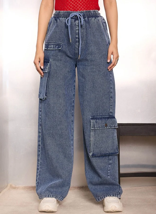 SASSAFRAS Light Fade Cargo Jeans for Women