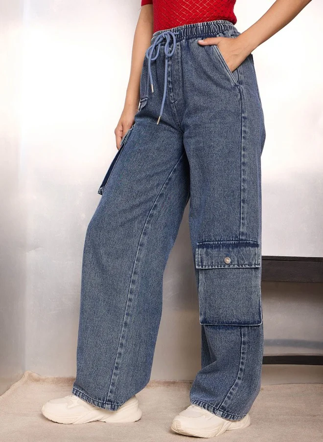 SASSAFRAS Light Fade Cargo Jeans for Women