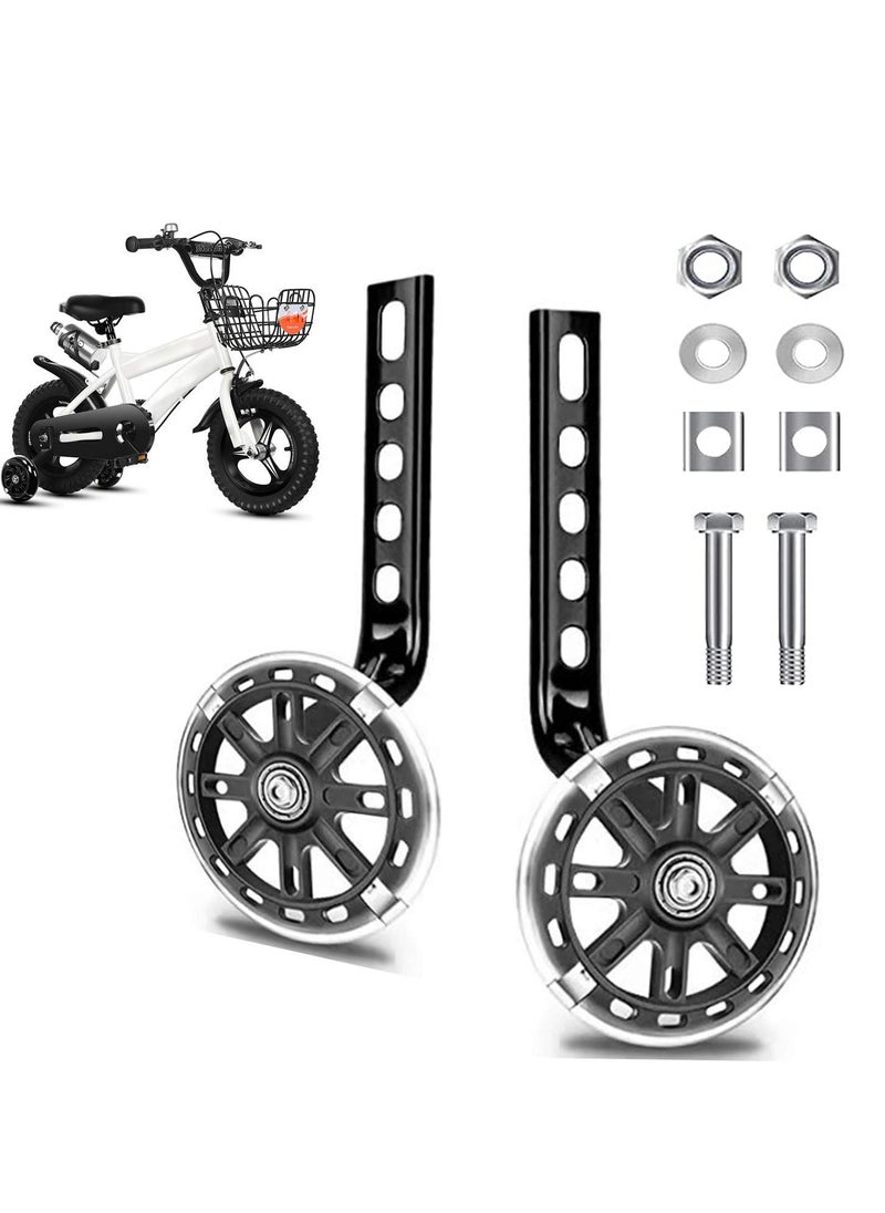 Generic Kids Bike Support Wheel, Rear Training Wheel Stabilizer for 12 14 16 18 20 Inch Bike Silent Flash Wheel Boys and Girls Practice Stabilizer Mounting Kit (1 Set, Black)  - Image 1