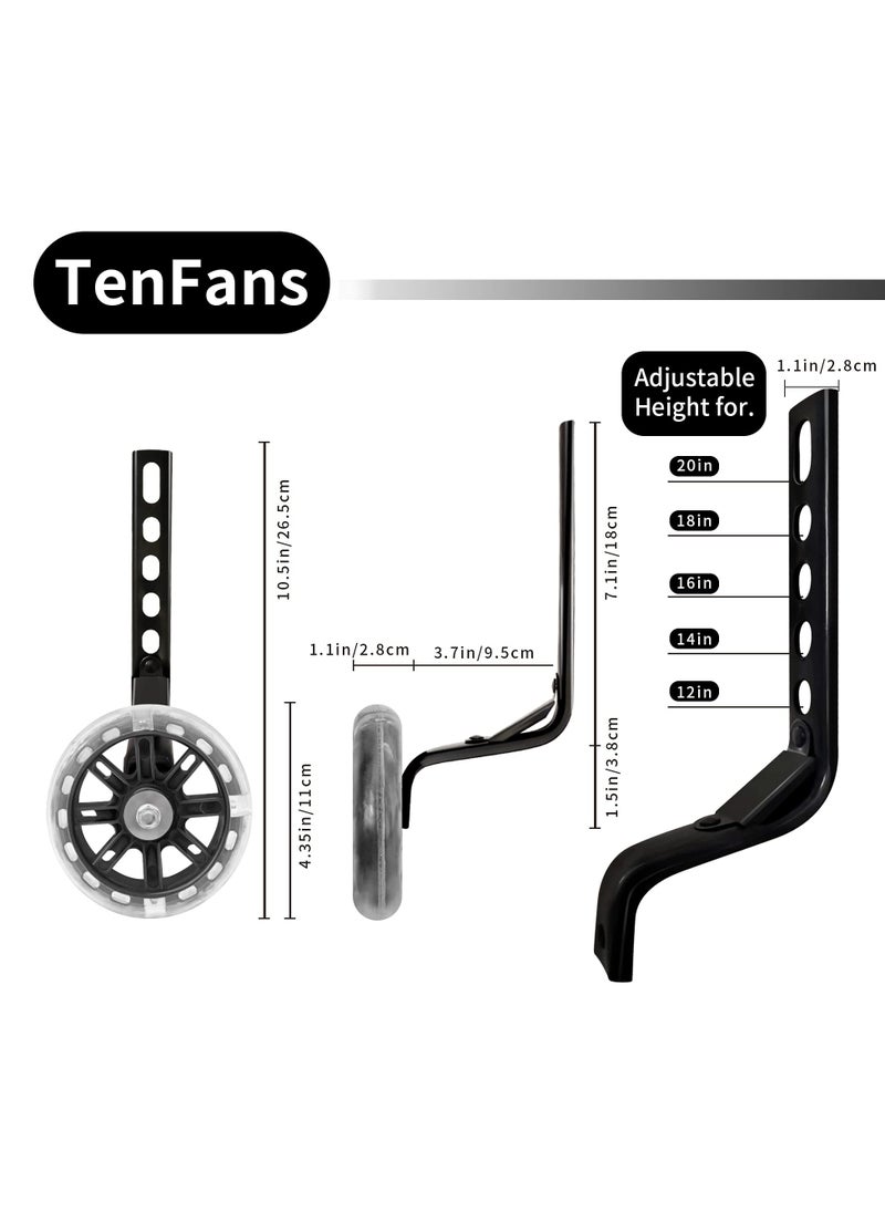 Generic Kids Bike Support Wheel, Rear Training Wheel Stabilizer for 12 14 16 18 20 Inch Bike Silent Flash Wheel Boys and Girls Practice Stabilizer Mounting Kit (1 Set, Black)  - Image 4