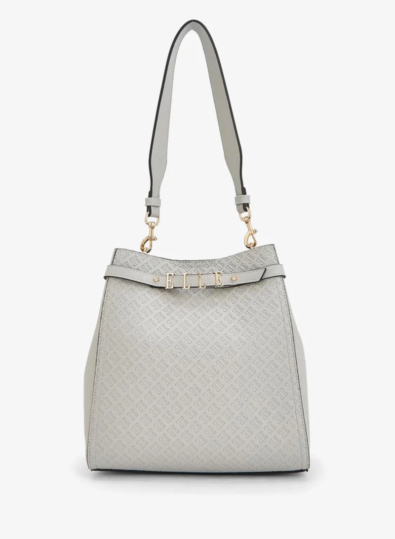 ايل Monogram Embossed Shoulder Bag With Metallic Accent