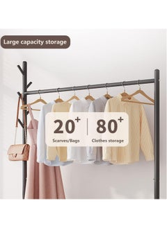 TOMSHOO Garment Rack,Heavy Duty Clothes Rack with 2 Tier Storage,Cloth Stand Storage Rack with Wheels and Hooks,Freestanding Metal Cloak Rack with Basket and shelf for Clothes,Hats Shoes 176×120×35cm (Black)  - Image 5
