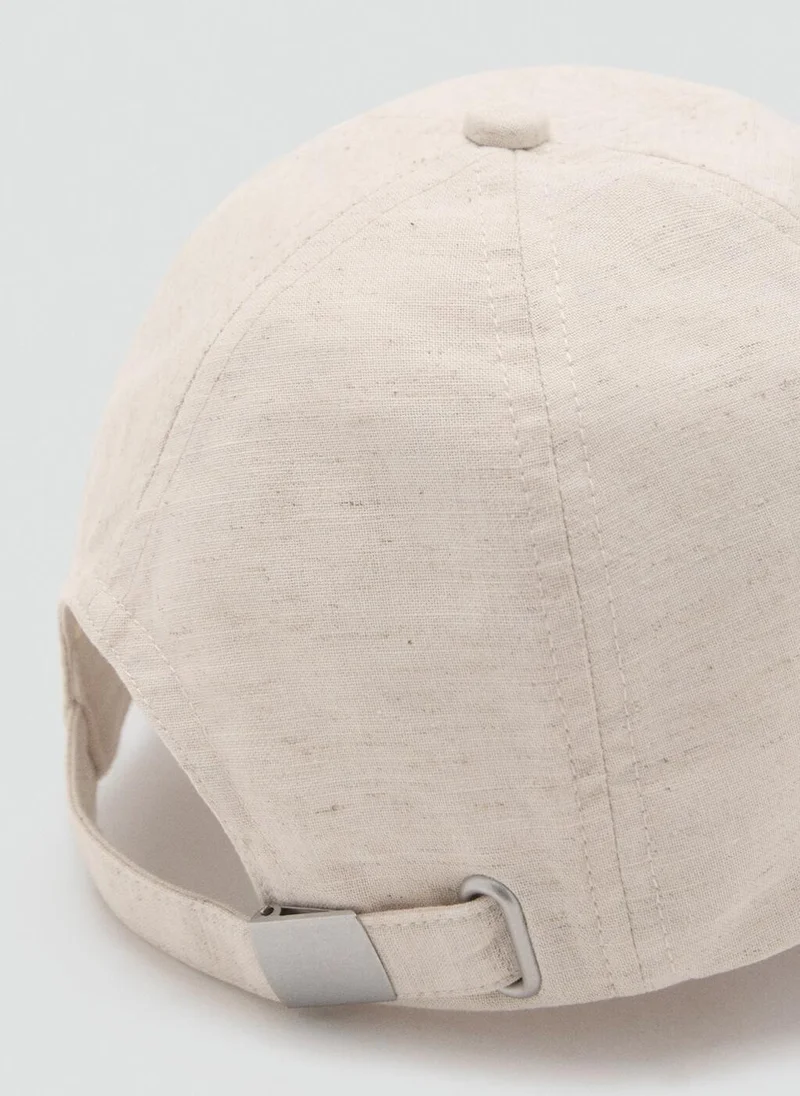 MANGO Linen-Blend Cap With Embroidered Message