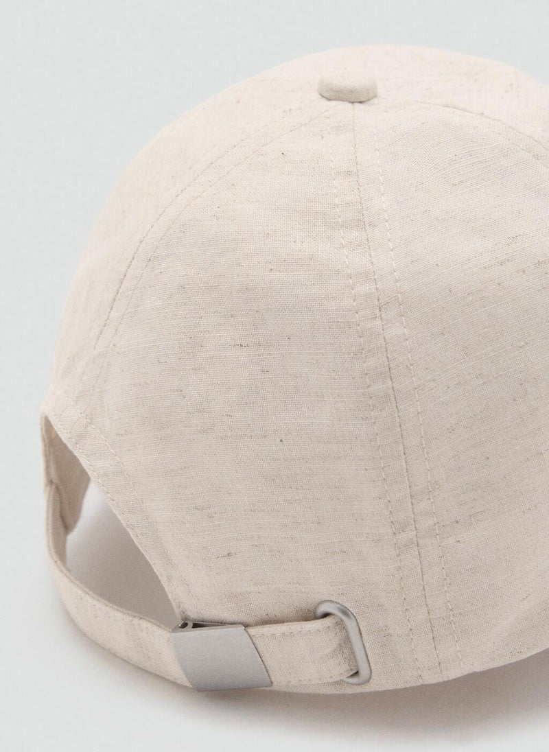 MANGO Linen-Blend Cap With Embroidered Message  - Image 3