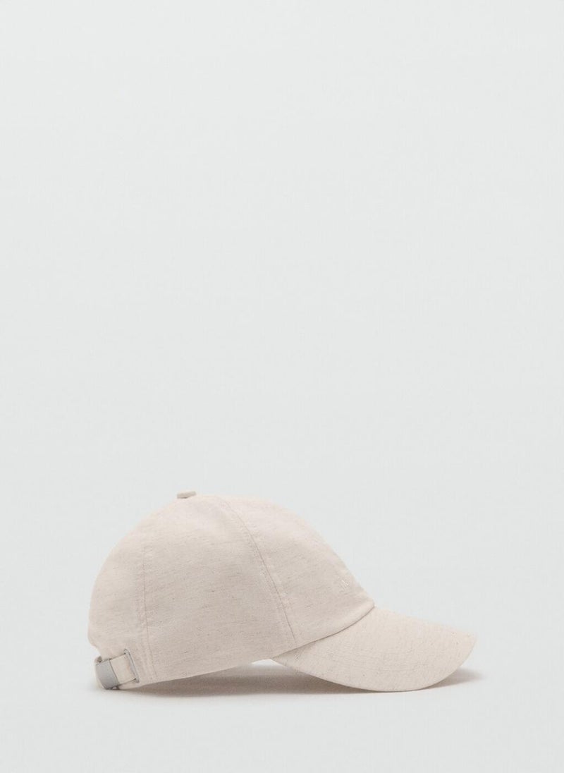 MANGO Linen-Blend Cap With Embroidered Message  - Image 2