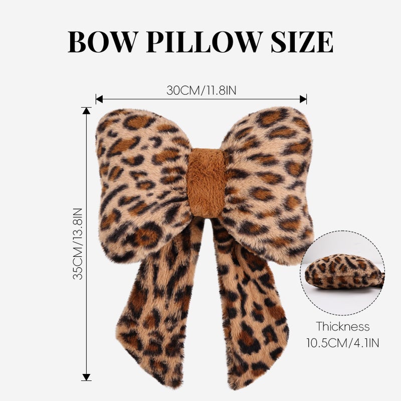 iHUFeather 2 Pack Bow Car Headrest Pillow Comfortable Soft Plush Head Rest Cushion, Neck Pillow for Driving Office Use and Car Interior Decoration (Leopard) - Image 2