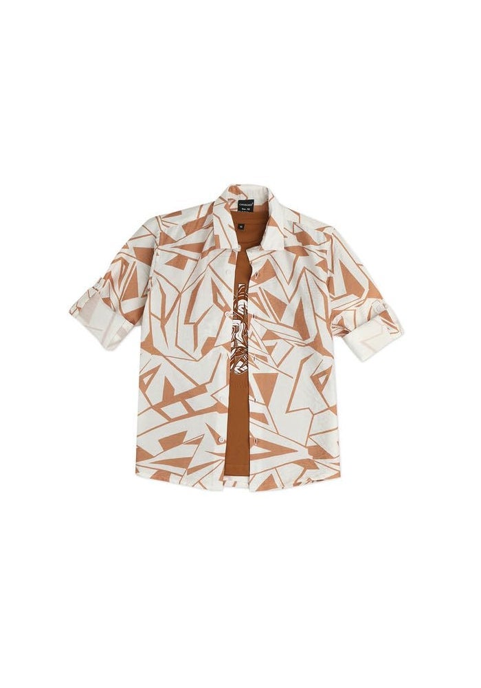 CHARCHIT Boys Spread Collar Full Sleeve Printed Shirt & T-Shirt - Image 4