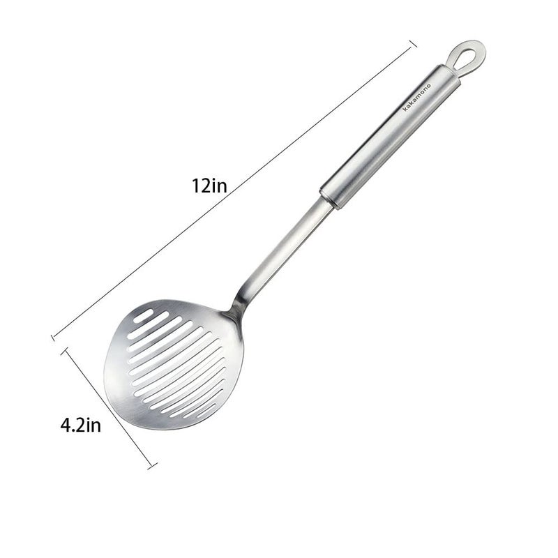 kakamono Skimmer Slotted Spoon Kitchamajigs Strainer Ladle Heavy Duty 304 Stainless Steel Metal Spatula - Skimmer Slotted Spoon  Cooking Spoon For Kitchenspoon For Kitchen - Image 2