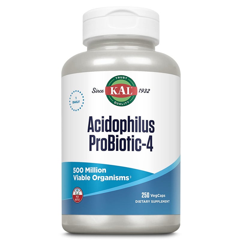 KAL Acidophilus ProBiotic4 500 Million CFUs Four Probiotic Strains Probiotics for Women and Men Freeze Dried L acidophilus L bulgaricus S thermophilus B bifidum 250 Servings 250 VegCaps