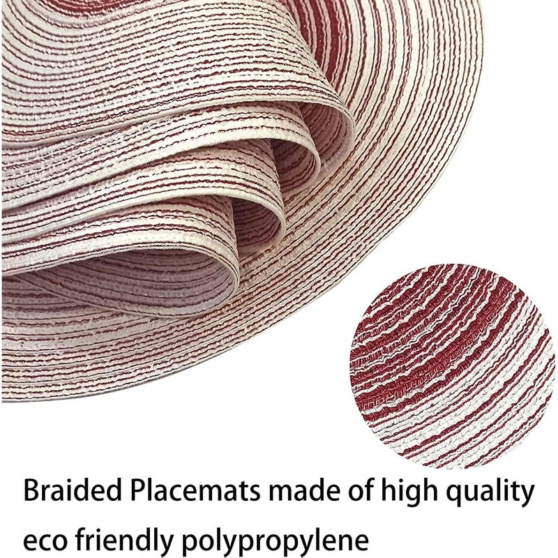 BENCI Round Cotton Placemats Table Placemats Round NonSlip Round Cotton Placemats30 cm NonSlip Washable Place Mats for Home Kitchen Dining Table Outdoor 30cm Red Set of 6 - Image 4