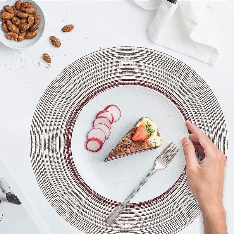 BENCI Round Cotton Placemats Table Placemats Round NonSlip Round Cotton Placemats30 cm NonSlip Washable Place Mats for Home Kitchen Dining Table Outdoor 30cm Red Set of 6 - Image 3