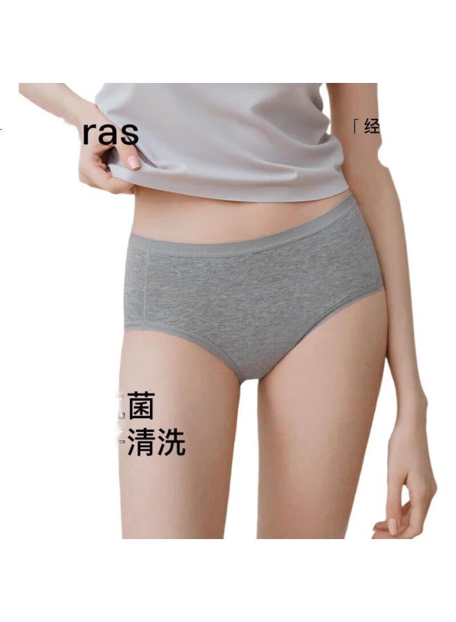 Ubras Menstrual Period Panties Women'S Safety Leakproof High Waist Auntie Special Sanitary Panties Flower Grey + Light Peach Pink S - Image 3