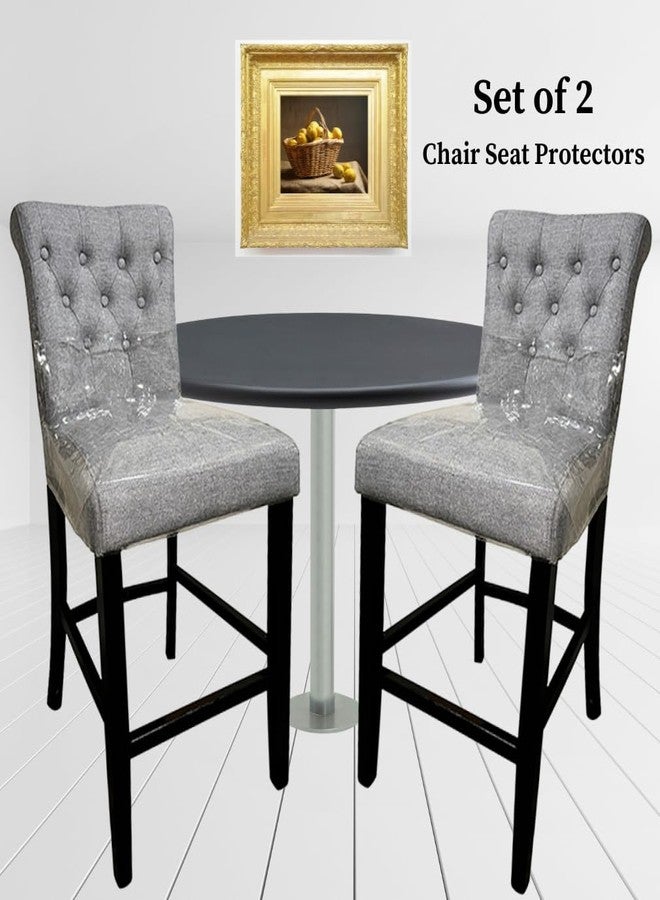 Evelots Plastic Dining Room Chair Seat Covers Protector- 2 Pack Clear Vinyl Slipcovers w/Adjustable Strap -Easy Clean No Dust,Pet Hair,Cat Claws- Fits Kitchen Chairs Upto 17" Wide - Image 4