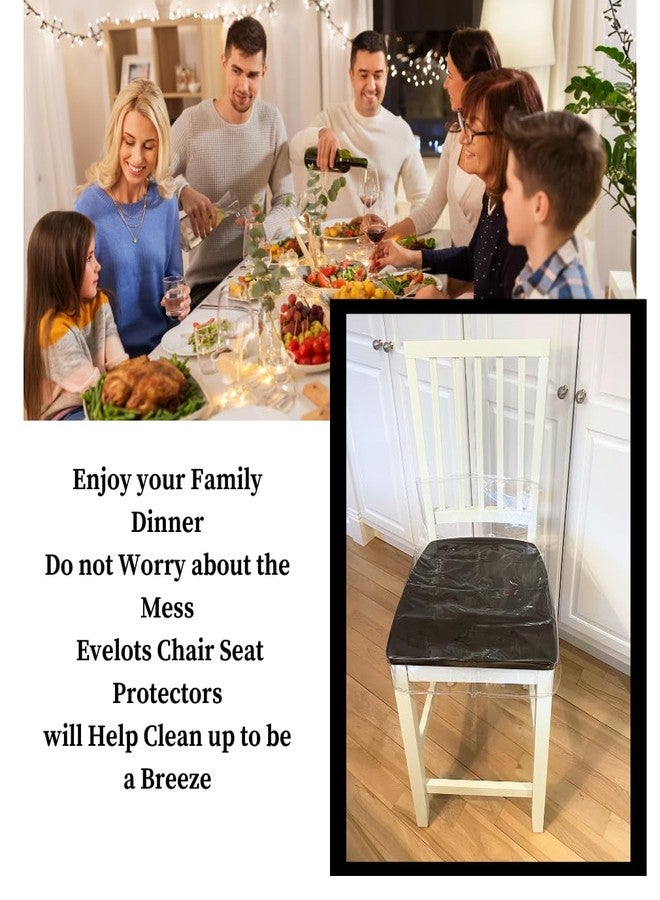 Evelots Plastic Dining Room Chair Seat Covers Protector- 2 Pack Clear Vinyl Slipcovers w/Adjustable Strap -Easy Clean No Dust,Pet Hair,Cat Claws- Fits Kitchen Chairs Upto 17" Wide - Image 3