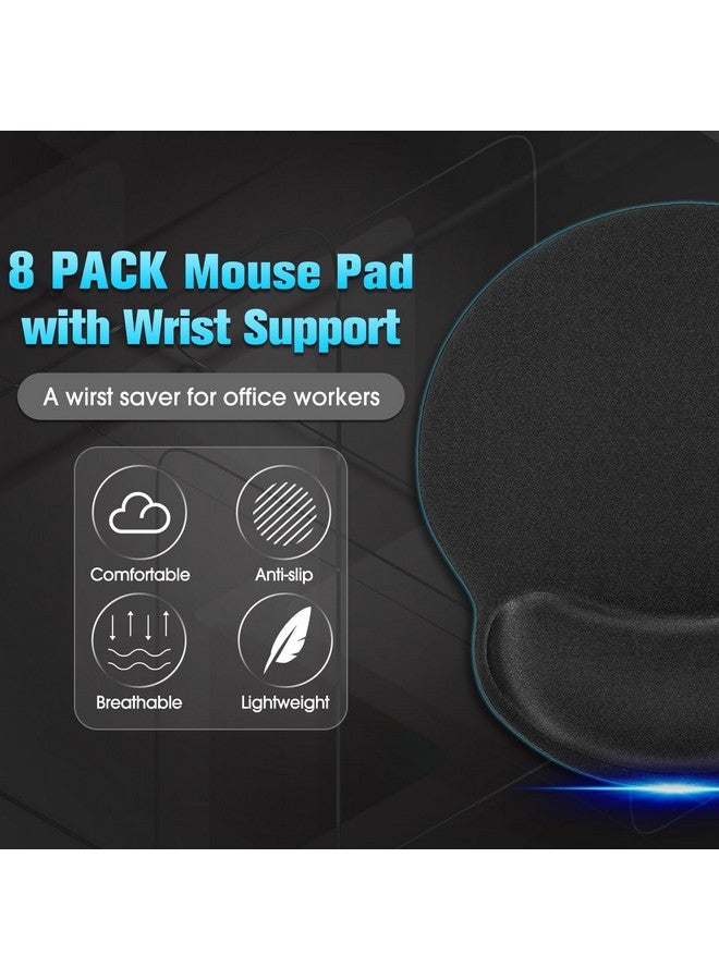 Yunsailing 8 Pack Ergonomic Mouse Pad With Wrist Rest Support Gel Memory Foam Mouse Pad Comfortable Computer Mouse Pad For Laptop Pain Relief Mousepad For Laptop, Computer, Gaming (Solid Black Style) - Image 2