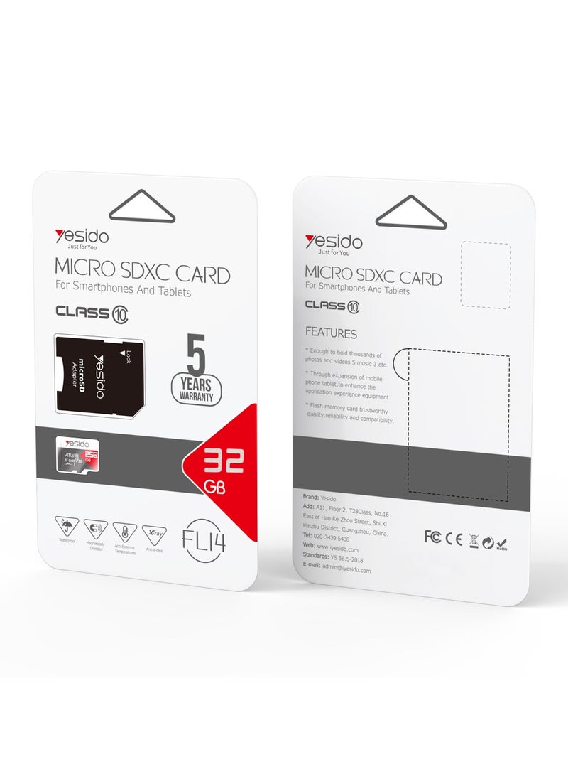 Yesido - Yesido FL14 Micro SDHC Card 32GB for Smart Phones and Tablets Memory Card - Black - Image 1