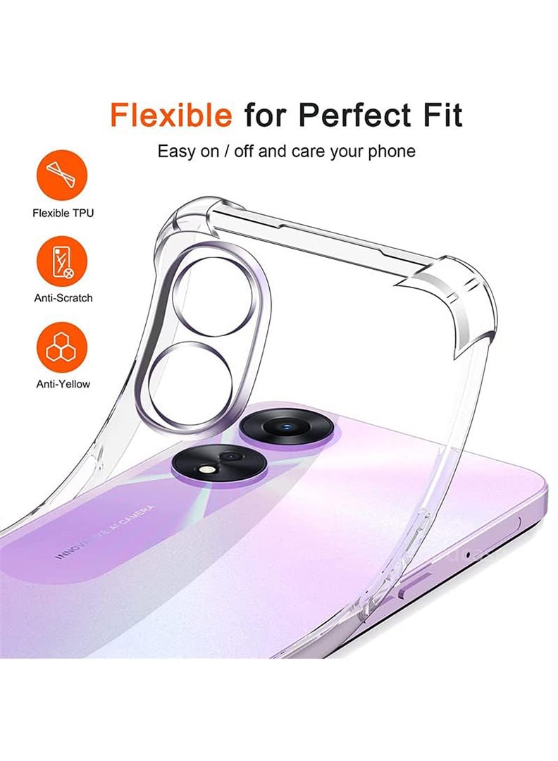 Theodor Oppo A58 Clear Case, Shock-Absorption TPU Cell Phone Cover with Reinforced Corners, Soft Flexible & Crystal Clear Protective Bumper Case - Image 2